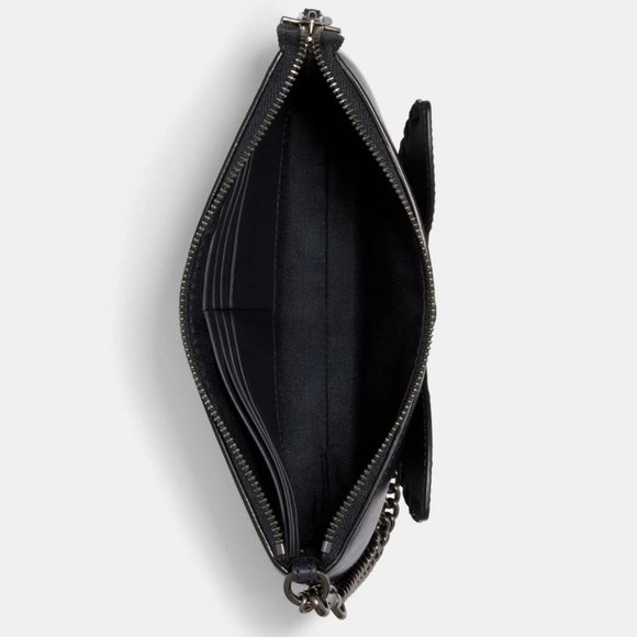 COACH $198 BUTTERFLY APPLIQUE LARGE WRISTLET 2954 Navy Whipstitch - Picture 5 of 5